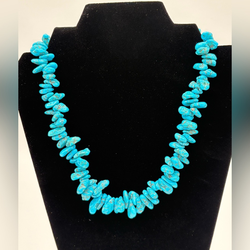 Sterling Silver and Turquoise Chips Necklace